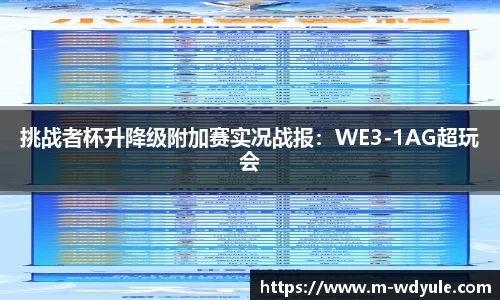 挑战者杯升降级附加赛实况战报：WE3-1AG超玩会